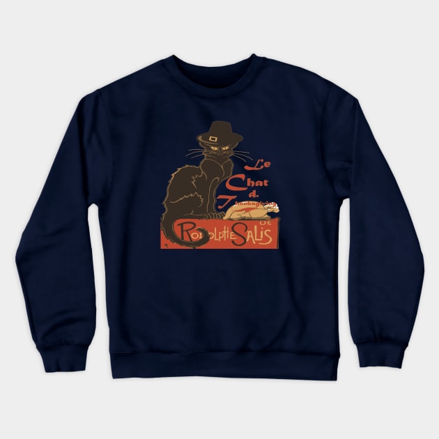 Le Chat De Thanksgiving Holiday Dinner Spoof Crewneck Sweatshirt by taiche